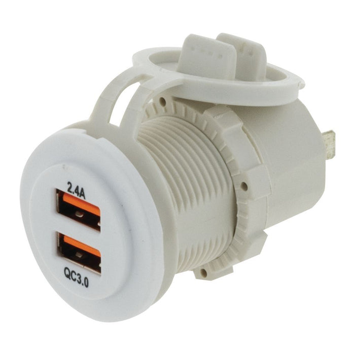 Dual USB White Socket 2.4A & QC3.0 Review