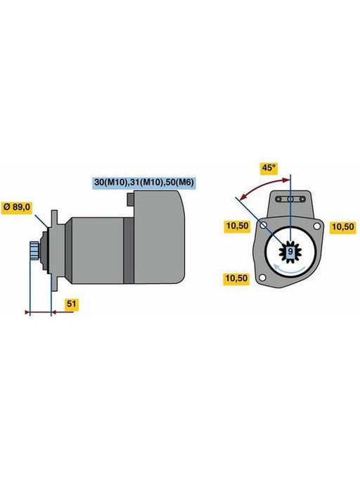 Bosch Starter 12V 3.6Kw Fits Mercedes Truck/Bus 0001418012 Starters BOSCH - Micks Gone Bush