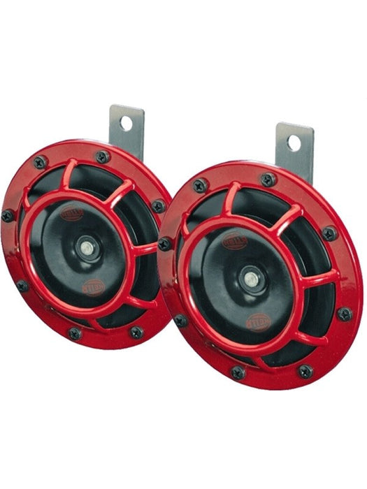Hella Supertone Horn Kit 12V 300/500HZ Red 003399803 = 003399801 003399801 Steering Wheels & Horns Hella - Micks Gone Bush