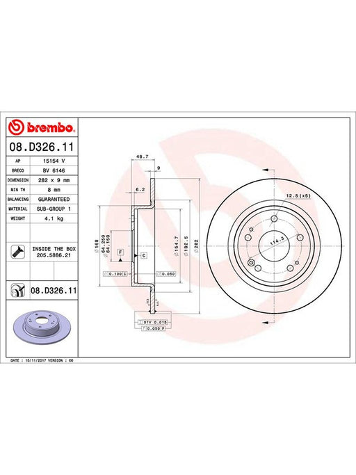 Brembo Disc Brake Rotor (Single) 282mm 08.D326.11 Brembo - Micks Gone Bush