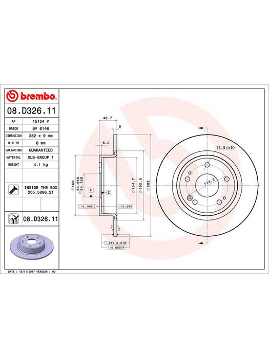 Brembo Disc Brake Rotor (Single) 282mm 08.D326.11 Brembo - Micks Gone Bush
