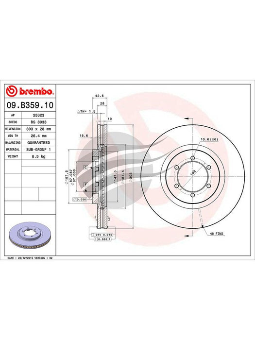 Brembo Disc Brake Rotor (Single) 303mm 09.B359.11 Discs Brembo - Micks Gone Bush