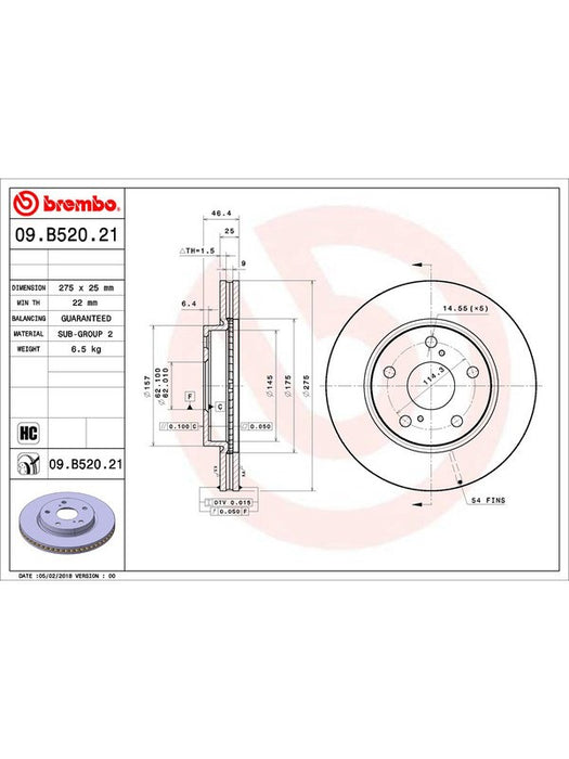 Brembo Disc Brake Rotor (Single) 275mm 09.B520.21 Brembo - Micks Gone Bush