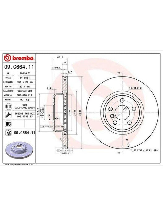 Brembo Disc Brake Rotor 09.C664.11 Brembo - Micks Gone Bush