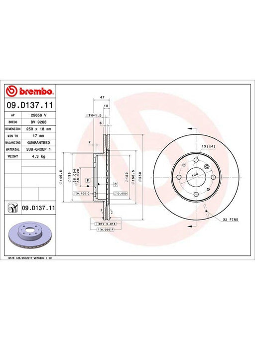 Brembo Disc Brake Rotor (Single) 250mm 09.D137.11 Brembo - Micks Gone Bush