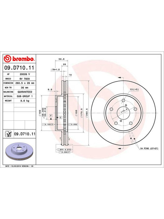 Brembo Disc Brake Rotor (Single) 294mm 09.D710.11 Brembo - Micks Gone Bush
