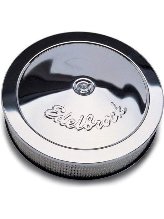 Edelbrock Air Filter Assembly Pro-Flo 14" Dia Round Steel Chrome 3" Filter 1207 Edelbrock - Micks Gone Bush