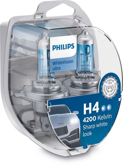 Philips Globe H4 White Voltsision Ultra 4200K 12 Volts 55 Watts 12342WVUSM PHILIPS - Micks Gone Bush