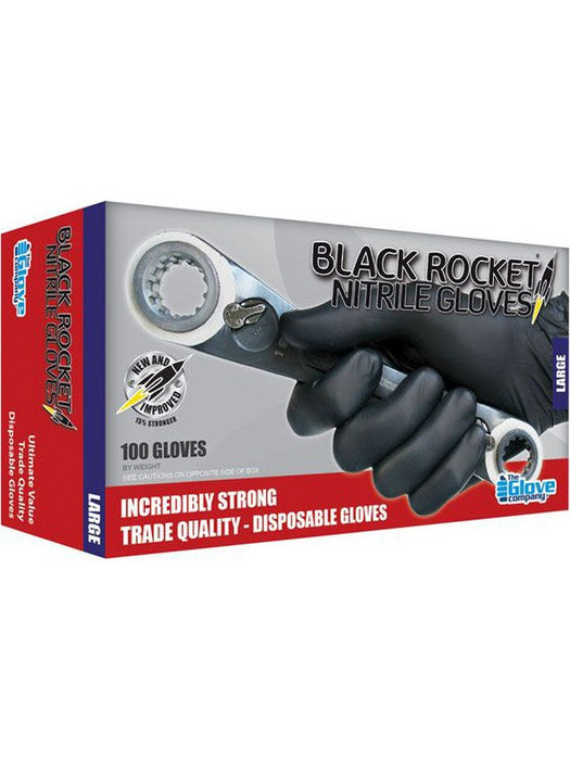 TGC Black Rocket Nitrile Gloves - XL, Box of 100 130004 THE GLOVE COMPANY - Micks Gone Bush
