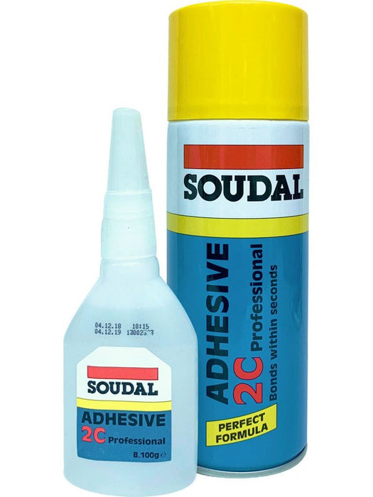 Soudal 2C Professional Super Adhesive Glue Kit 100g Adhesive & 400ml Activator 135624 Soudal - Micks Gone Bush