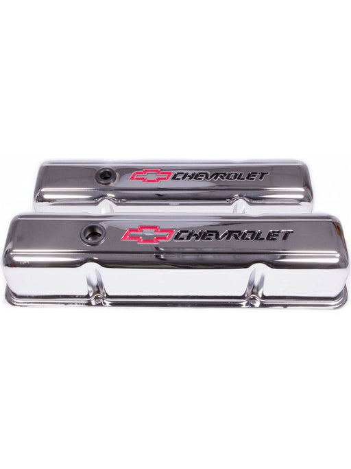 Proform Gm S/B Chev Chrome Valve Cover Tall Design With Baffle/Red Em 141-905 Proform - Micks Gone Bush