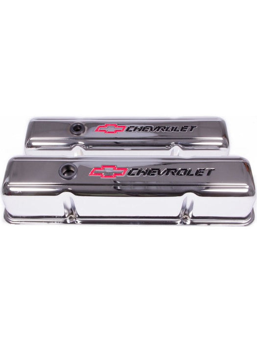 Proform Gm S/B Chev Chrome Valve Cover Tall Design With Baffle/Red Em 141-905 Proform - Micks Gone Bush