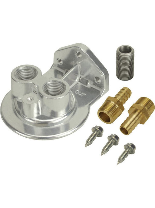 Derale Oil Filter Mount Ports Up 1/2 in NPT Female Ports 13/16-16 in Ce 15728 Derale - Micks Gone Bush