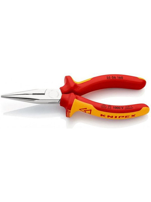 Knipex 160mm 1000V Snipe Nose Pliers Suitable For Finer Gripping 2506160 Knipex Knipex - Micks Gone Bush