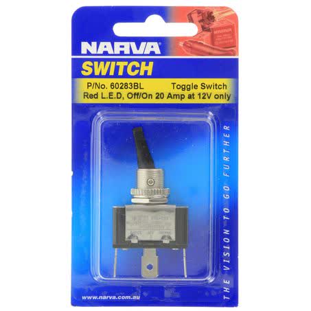 Narva Heavy Duty Toggle Switch Off/on Spst Red LED 20A 12V Part No. 60283BL SWITCH NARVA - Micks Gone Bush