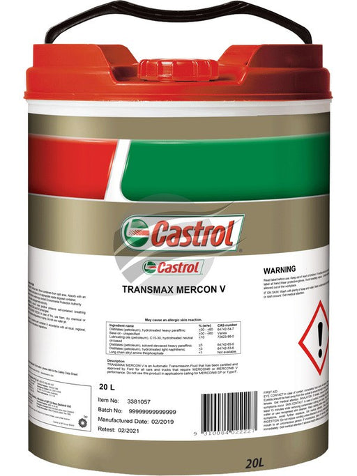 Castrol Mercon V Transmax Transmission Fluid 20 Litre 3381057 Castrol - Micks Gone Bush