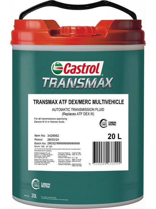 Castrol Transmax Dexron Mercon Atf Multi Vehicle 20L 3429062 Castrol - Micks Gone Bush