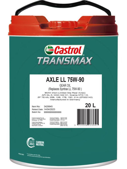 Castrol Transmax Ll 75W-90 Rear Trans Axle Oil 20L 3429945 Castrol - Micks Gone Bush