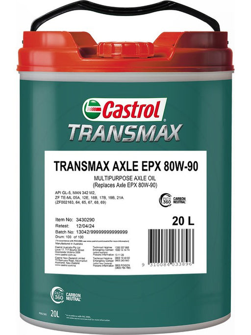 Castrol Transmax 80W-90 Axle Epx Gl-5 Gear Oil 20L 3430290 Castrol - Micks Gone Bush