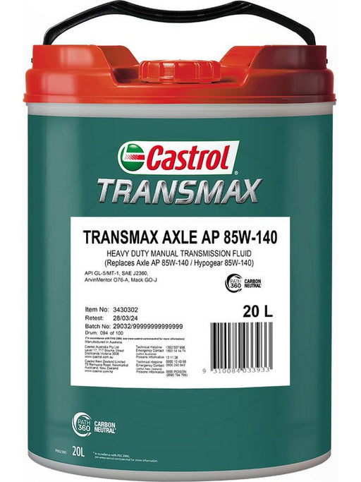 Castrol Transmax 85W-140 Axle Ap Gl-5 Gear Oil 20L 3430302 Castrol - Micks Gone Bush
