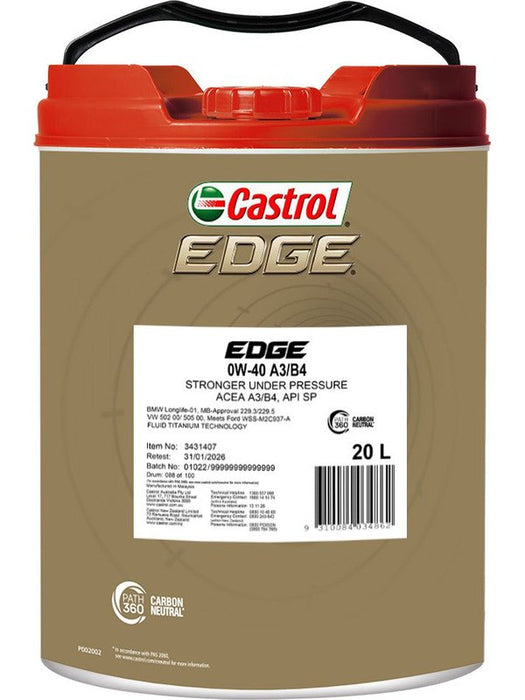 Castrol Edge 0W-40 Sn Cf A3/B4 Engine Oil 20L 3431407 Castrol - Micks Gone Bush