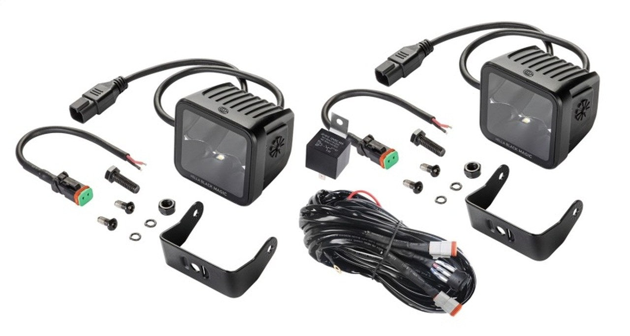Hella Universal Black Magic 3.2" L.E.D. Cube Kit Flood Beam Long 358176821 Hella - Micks Gone Bush