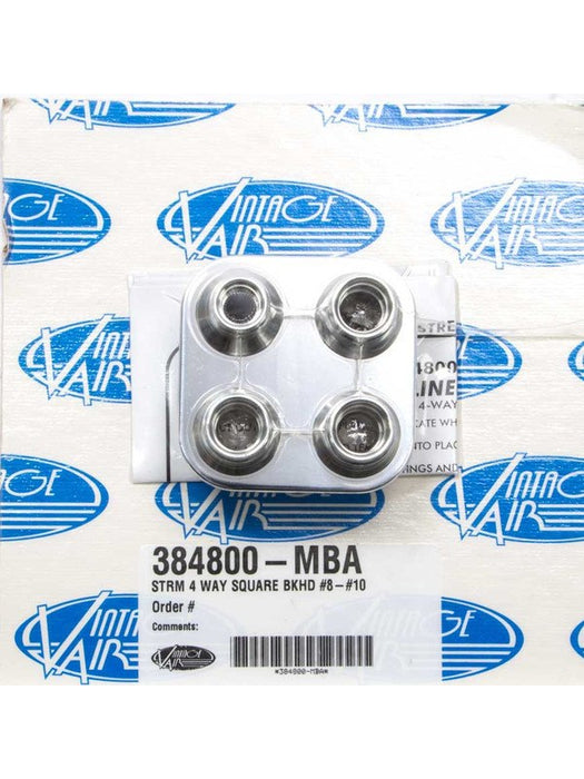 Vintage Air Bulkhead Plate Streamline 4 Port 8 AN Male O-Ring / 10 384800-MBA Vintage Air - Micks Gone Bush