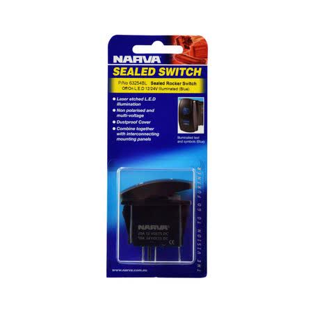 Narva Rocker Switch On-off 12 To 24V Blue LED 20A 63254BL SWITCH NARVA - Micks Gone Bush
