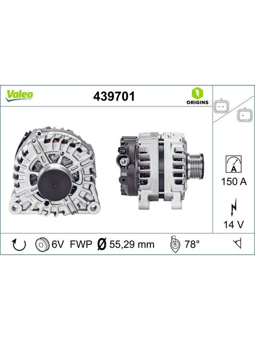 Valeo Alternator 14V 150A Citroen Peugeot 1.6Hdi 2.0Hdi 2010- Plug Com 439701 Valeo - Micks Gone Bush