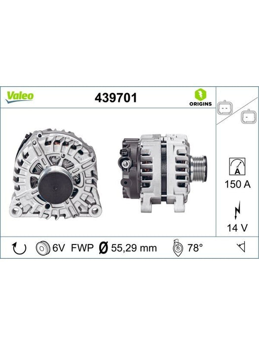 Valeo Alternator 14V 150A Citroen Peugeot 1.6Hdi 2.0Hdi 2010- Plug Com 439701 Valeo - Micks Gone Bush