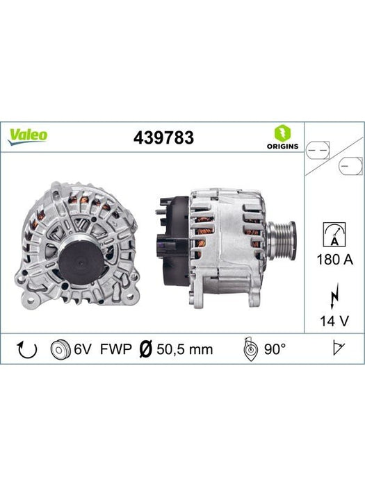 Valeo Alternator 14V 180A Audi 2.0Tdi 08-11 VW Passat 3.6Fsi 11-On 439783 Alternators & Generators Valeo - Micks Gone Bush