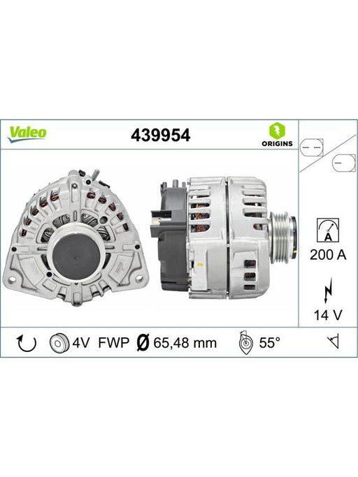 Valeo Alternator 14V w/ Free-Wheel Belt Pulley 65mm 4 Ribs Left 55 439954 Alternators & Generators Valeo - Micks Gone Bush