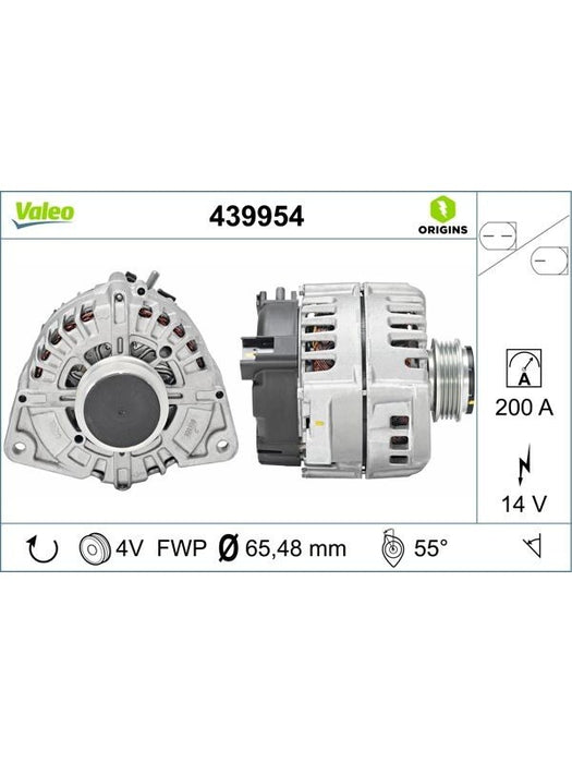 Valeo Alternator 14V w/ Free-Wheel Belt Pulley 65mm 4 Ribs Left 55 439954 Alternators & Generators Valeo - Micks Gone Bush