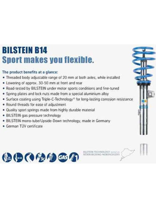 Bilstein B14 PSS Suspension Kit For 2001-2006 BMW 330ci Front and Rear 47-249134 Bilstein - Micks Gone Bush