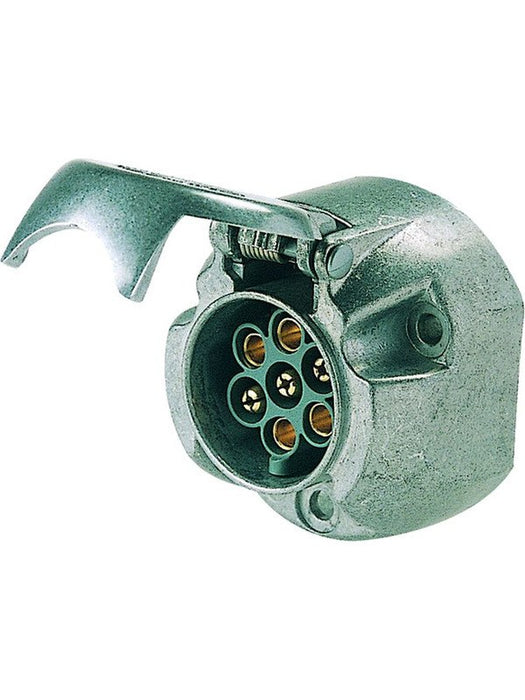 Hella Trailer Socket 7 Pin Lge Round Metal 4901 Hella - Micks Gone Bush