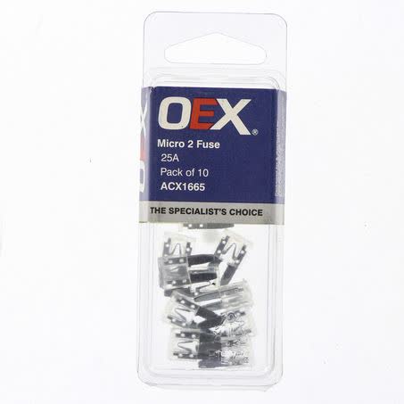 OEX Micro 2 Blade Fuse 25A White Pack Of 10 Part No. ACX1665 FUSE OEX - Micks Gone Bush
