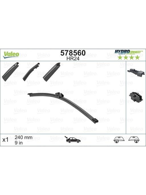Valeo Wiper Blade Rear 240mm Length 578560 Windshield Wiper Blades Valeo - Micks Gone Bush