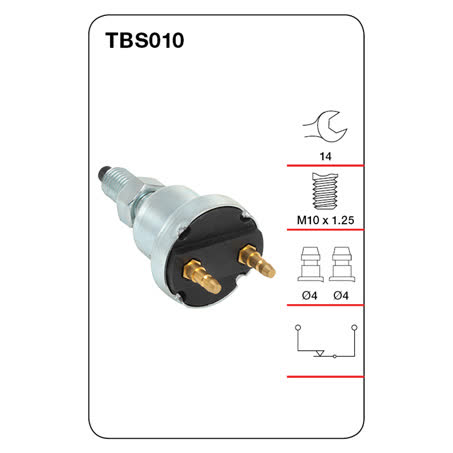 Tridon Stop Light Switch TBS010 M10 X 1.25 Normally Closed SWITCH TRIDON - Micks Gone Bush
