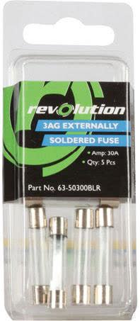 Revolution Glass Fuse 3AG 30A 5 Pack Part No. 63-50300BLR FUSE REVOLUTION - Micks Gone Bush