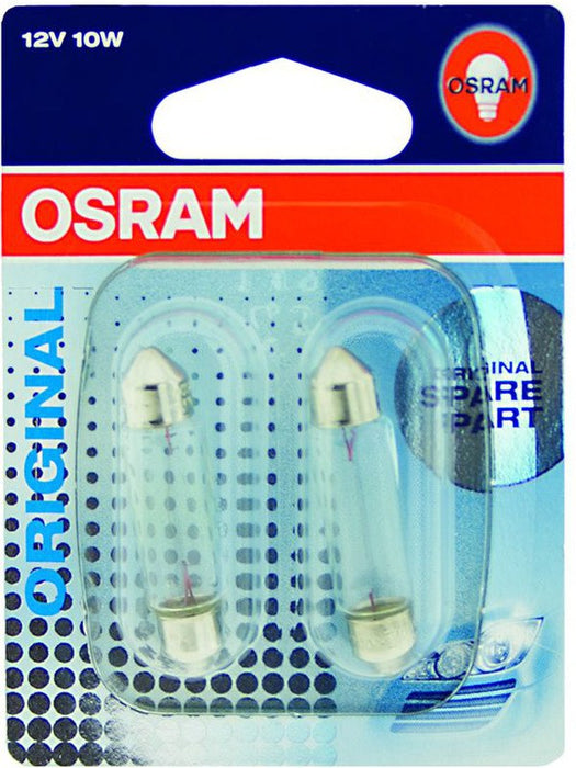 Osram Pkt 2 Festoon Globe 12V 10W Sv8.5 Base 41mm Pack Osram# 6411-02B 6411-02B Osram - Micks Gone Bush