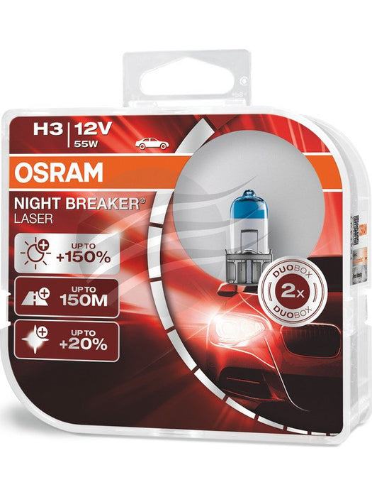 Osram Pkt 2 H3 Night Breaker Laser +150% Halogen Globe 12V 55W 64151NL-DUO Osram - Micks Gone Bush