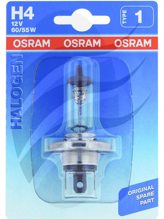 Osram Pack 1 H4 Halogen Globe 12V 60/55W P43T-38 Base Blister Pack 64193-01B Osram - Micks Gone Bush