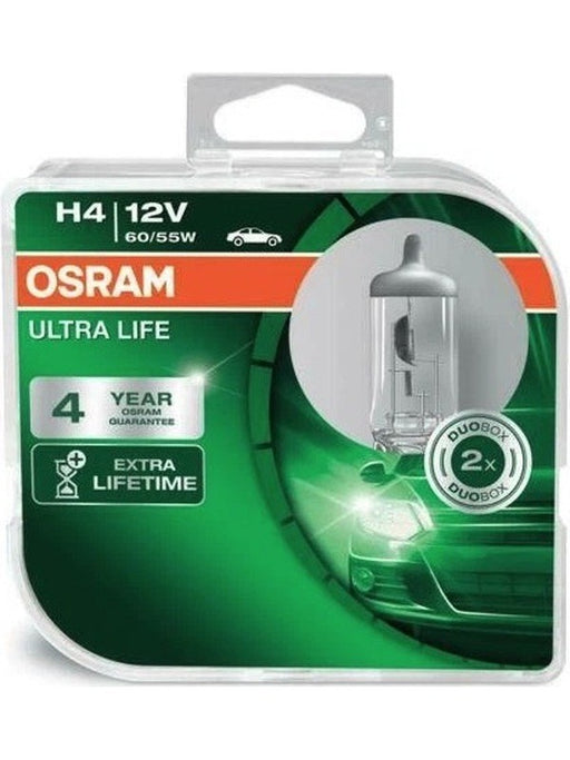 Osram Pck 2 H4 Ultra Life Halogen Globe 12V 60/55W P43T-38 Duo Box 64193ULT-DUO Osram - Micks Gone Bush