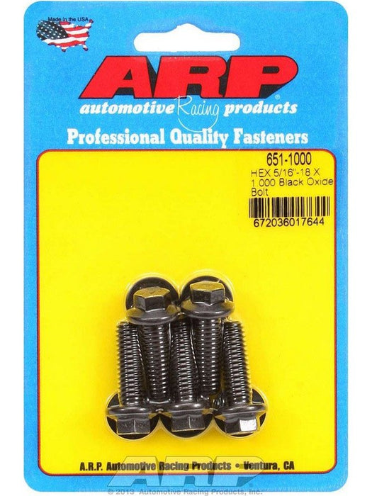ARP Bolt Kit 5/16"-18 x 1.00" UHL w/ 3/8" Hex Head Black 5pk 651-1000 ARP - Micks Gone Bush
