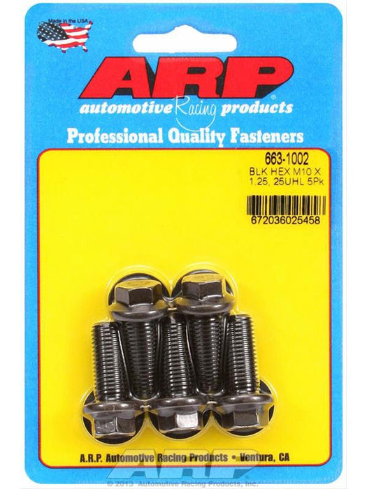 ARP Bolt 10mm x 1.25 25mm Long 12mm Hex Head Chromoly Black Pack 5 663-1002 ARP - Micks Gone Bush