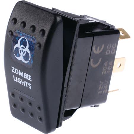 Drivetech 4X4 Rocker Zombie Light Switch On/off Spst 12 Or 24V Blue Illumination DT-11024 SWITCH DRIVETECH 4X4 - Micks Gone Bush