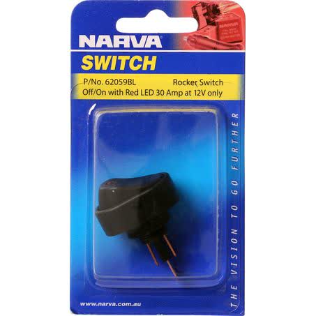 Narva Rocker Switch Off/on Spst Red LED 30A 12V Part No. 62059BL SWITCH NARVA - Micks Gone Bush