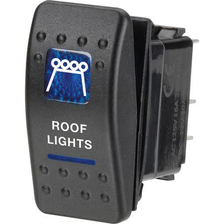 Narva Sealed Rocker Switch Off/on Spdt 12V Blue Illuminated Roof Lights Symbol 20A Part No. 63146BL SWITCH NARVA - Micks Gone Bush