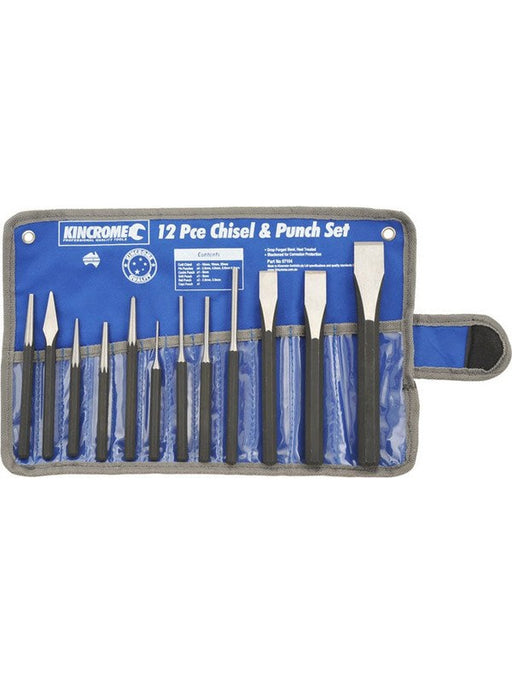 Kincrome Chisel & Punch Set 12pcs Packaged in a Canvas Storage Wallet 07104 Kincrome - Micks Gone Bush