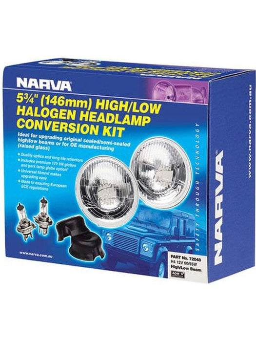 Narva Halogen Headlamp H4 Conversion Kit Raised Glass 5 3/4 Hi/Low Beam 72048 Narva - Micks Gone Bush